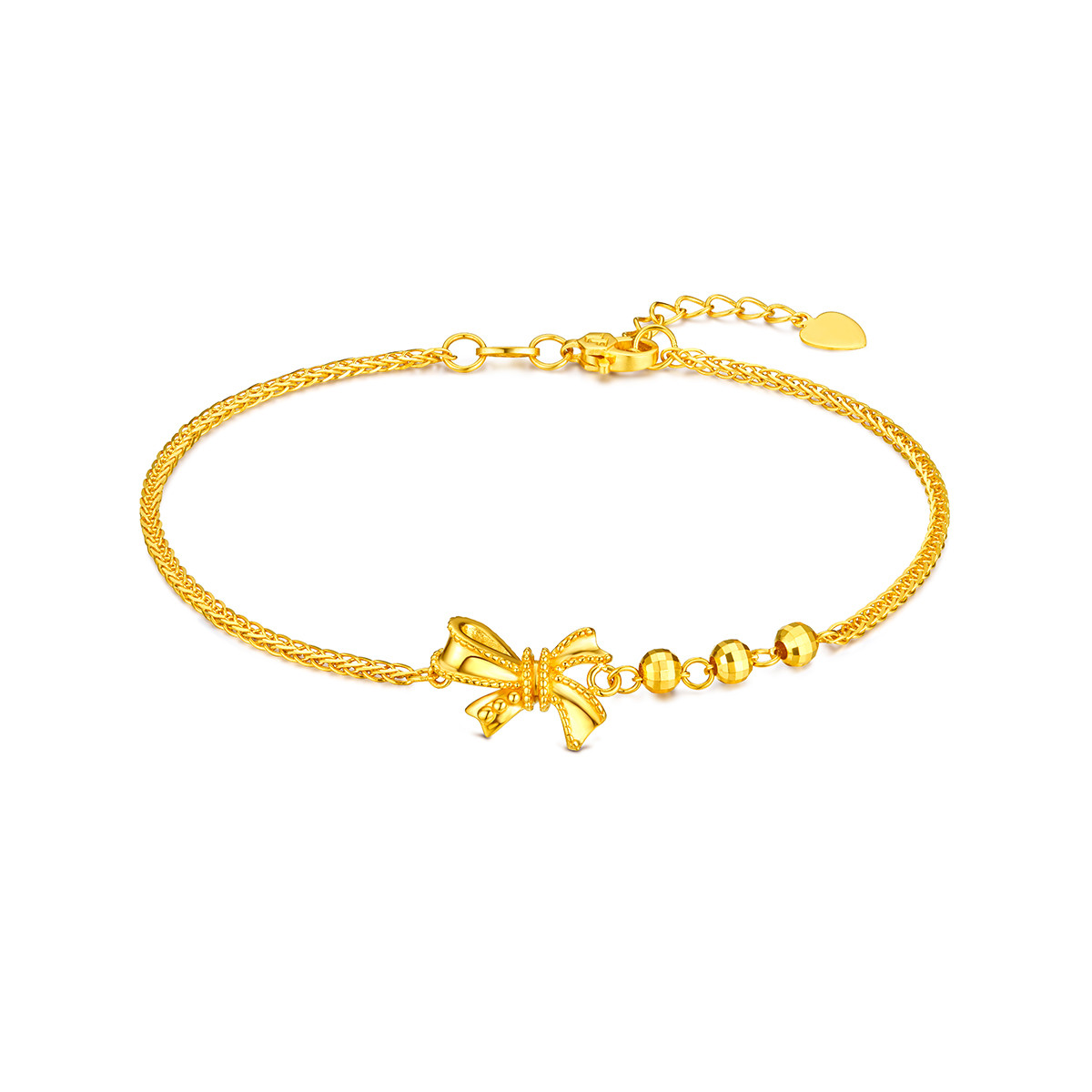 六福珠宝蝴蝶结黄金手链女光面足金手链送礼计价F95TBGB0004【联系客服补货】