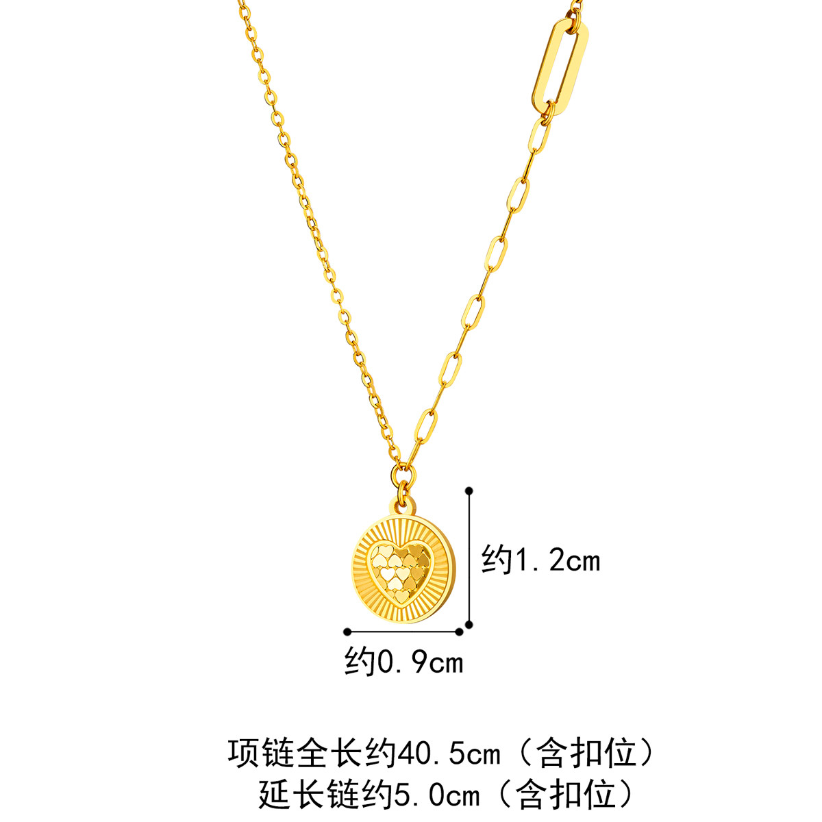 六福珠宝心心相印黄金项链女款时尚足金吊坠套链计价GJGTBN0031【联系客服补货】