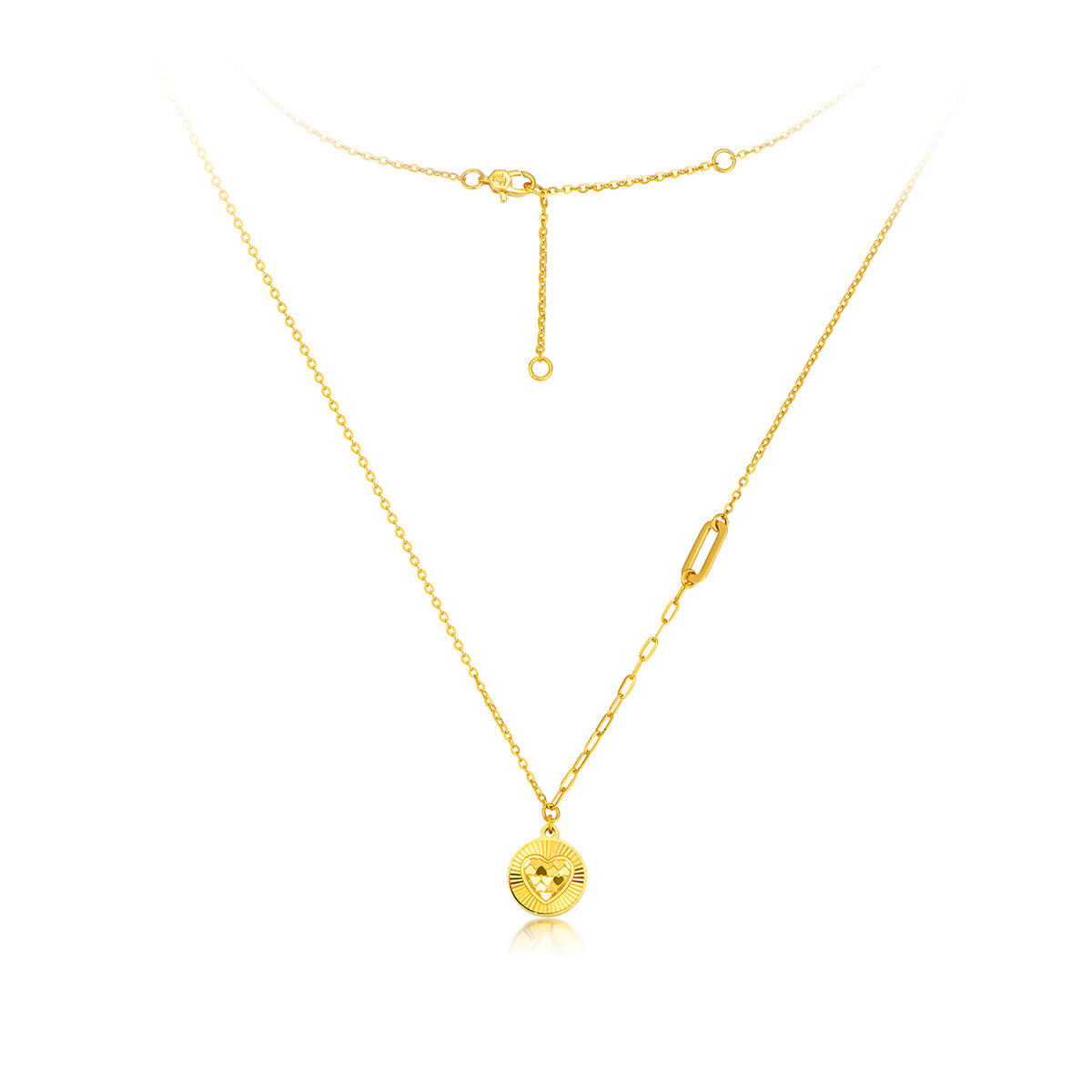 六福珠宝心心相印黄金项链女款时尚足金吊坠套链计价GJGTBN0031【联系客服补货】