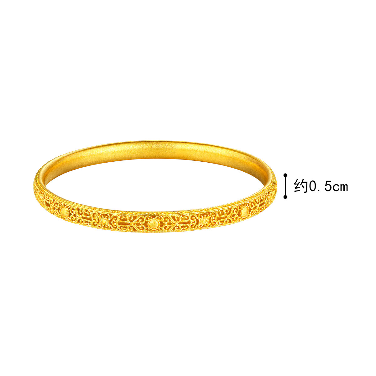 六福珠宝葫芦藤蔓足金镯子女花丝黄金手镯圆镯送礼计价EZGTBB0005【1V1直播看货】