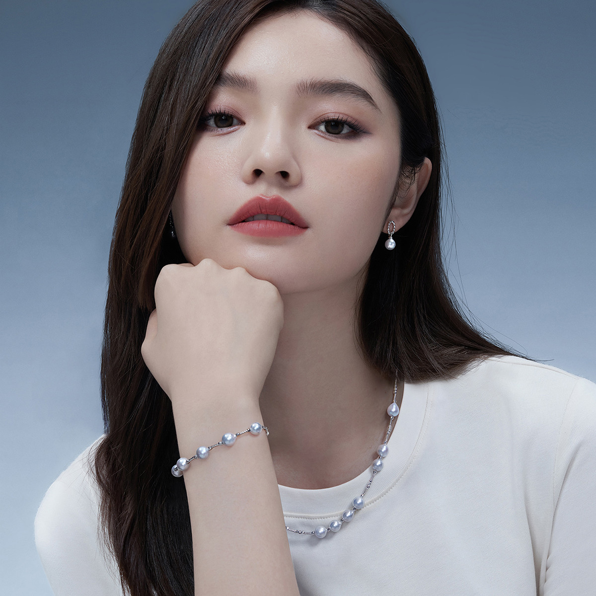 六福珠宝真我系列海水珍珠手链女优雅铂金手链手串定价GJT0001DS