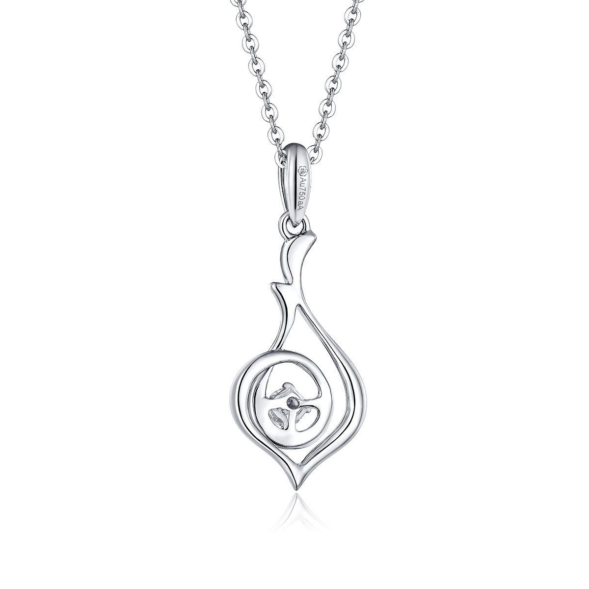 六福珠宝心连心18K金天然钻石项链吊坠女18K金钻石吊坠定价25260【联系客服补货】