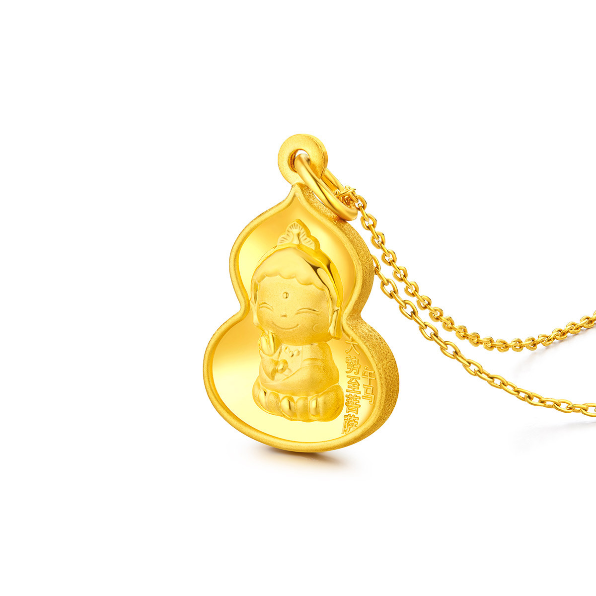 六福珠宝生肖马守护使者黄金吊坠女足金菩萨葫芦造型生肖马计价ERG70225