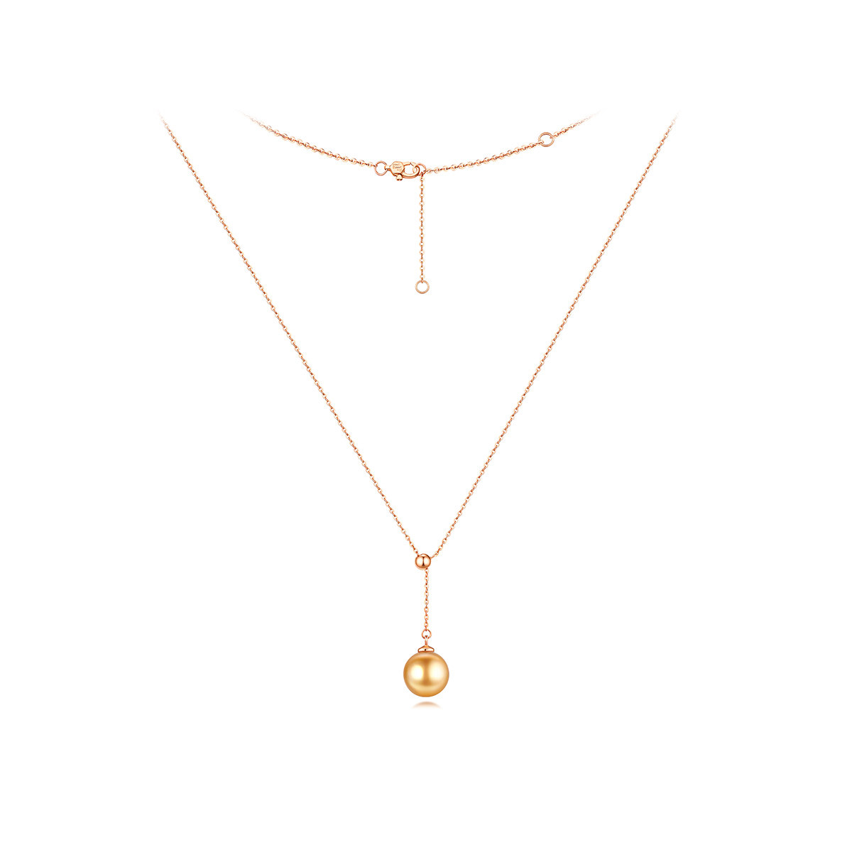 六福珠宝十字彩金套链18k金海水珍珠项链女正品定价G04DSKN0024R