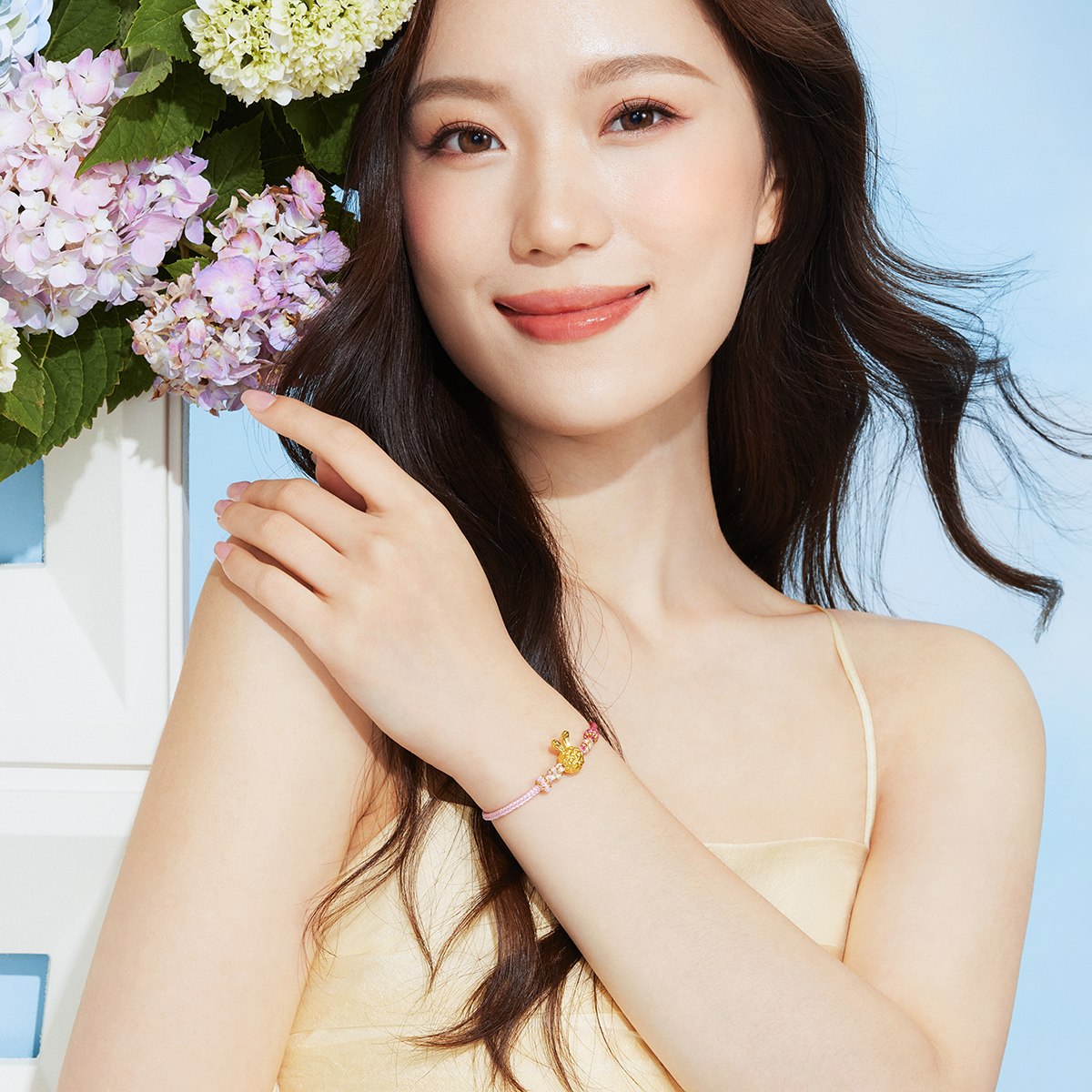 六福珠宝T焰金系列黄金手绳转运珠女款兔子首饰足金中秋礼定价009801SA【联系客服补货】