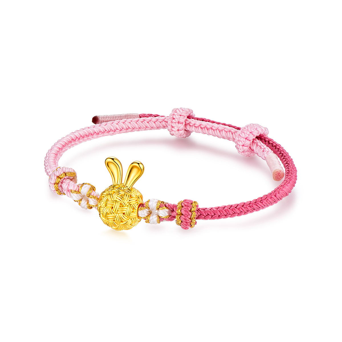 六福珠宝T焰金系列黄金手绳转运珠女款兔子首饰足金中秋礼定价009801SA【联系客服补货】