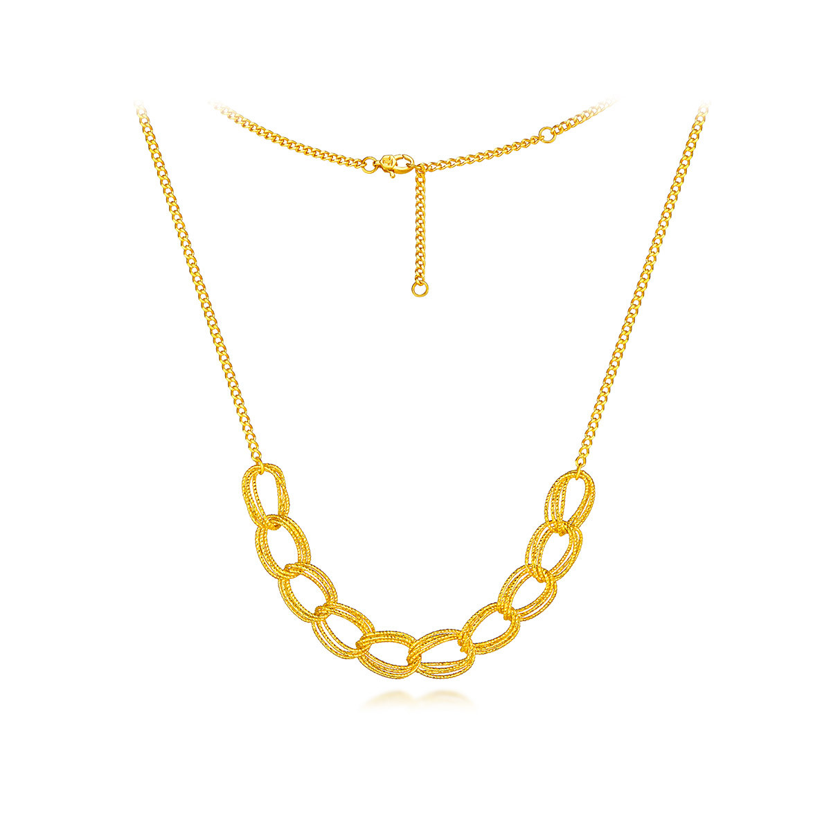 六福珠宝锁骨链黄金项链女款光影金5G足金套链正品计价GJGTBN0018【1V1直播看货】