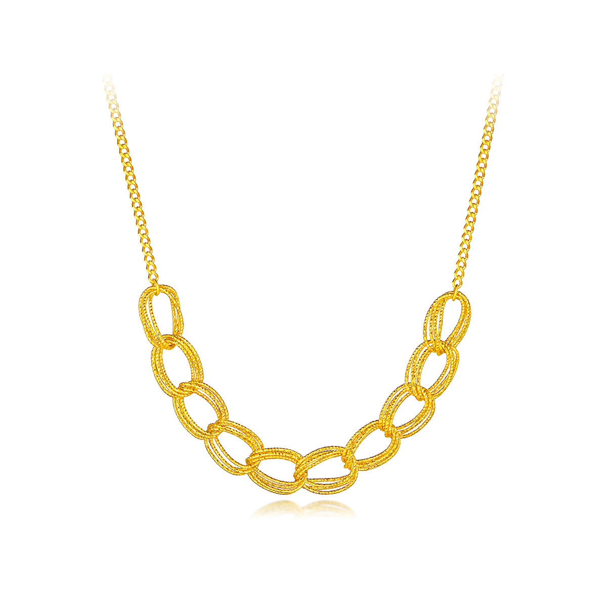 六福珠宝锁骨链黄金项链女款光影金5G足金套链正品计价GJGTBN0018【1V1直播看货】