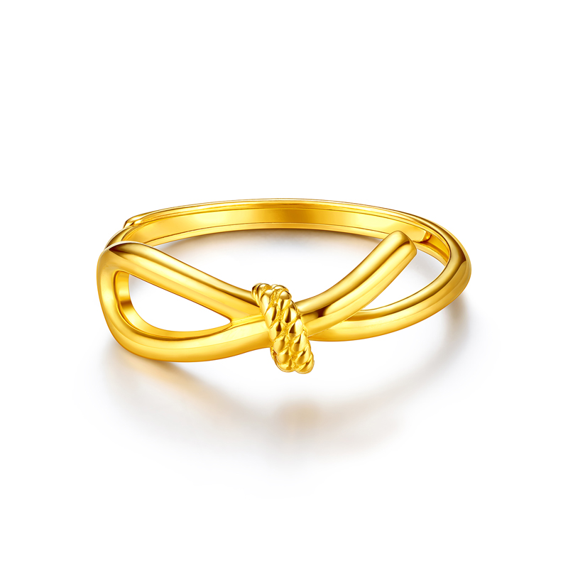 六福珠宝情意结黄金戒指5G时尚足金扭结戒指送女友计价FDG0003DS【联系客服补货】
