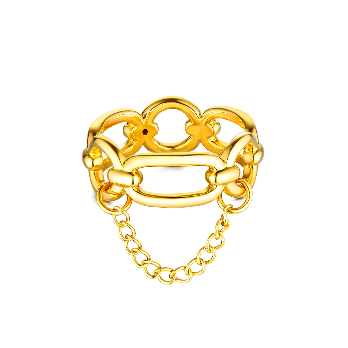 六福珠宝镂空黄金戒指女硬金工艺足金闭口戒送礼定价A03A1TBR0001【联系客服补货】