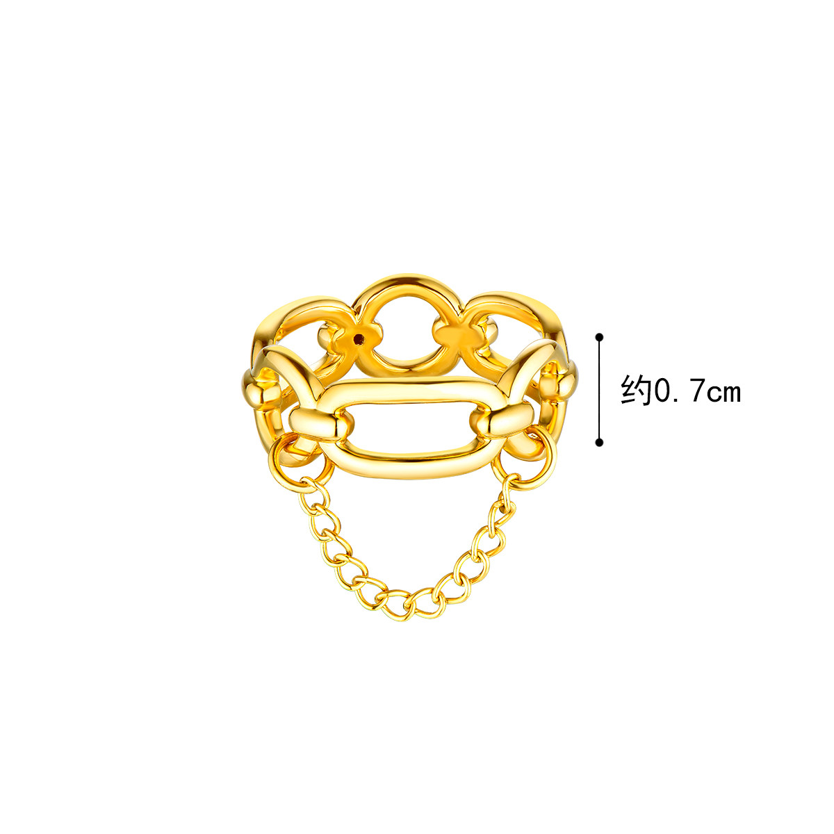 六福珠宝镂空黄金戒指女硬金工艺足金闭口戒送礼定价A03A1TBR0001【联系客服补货】