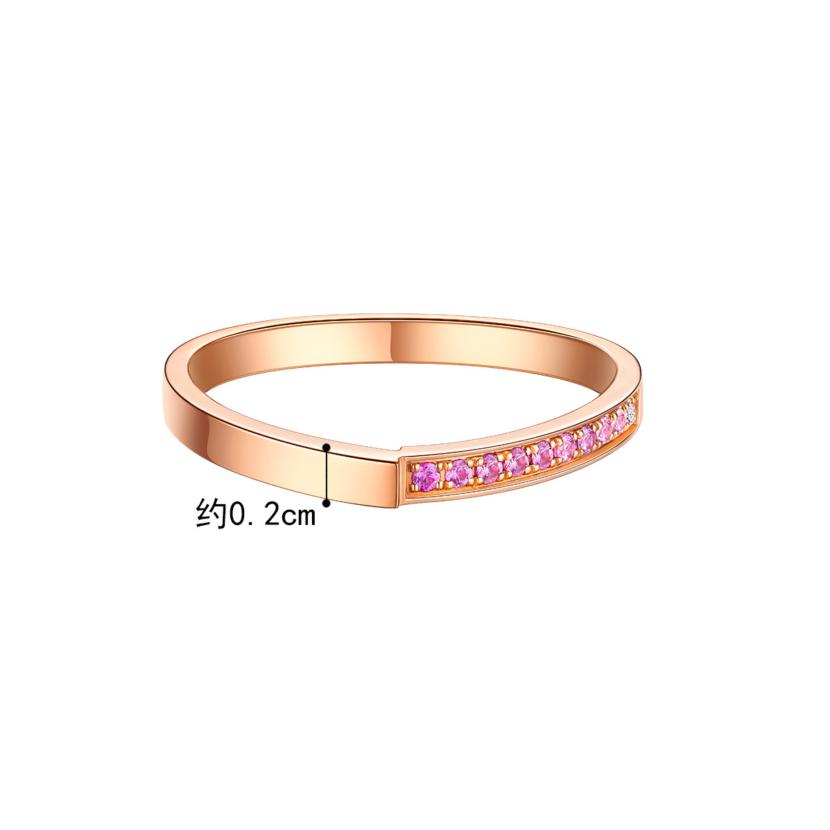 六福珠宝虹彩系列18k金镶蓝宝石戒指女款钻石戒指定价cMDSKR0078R