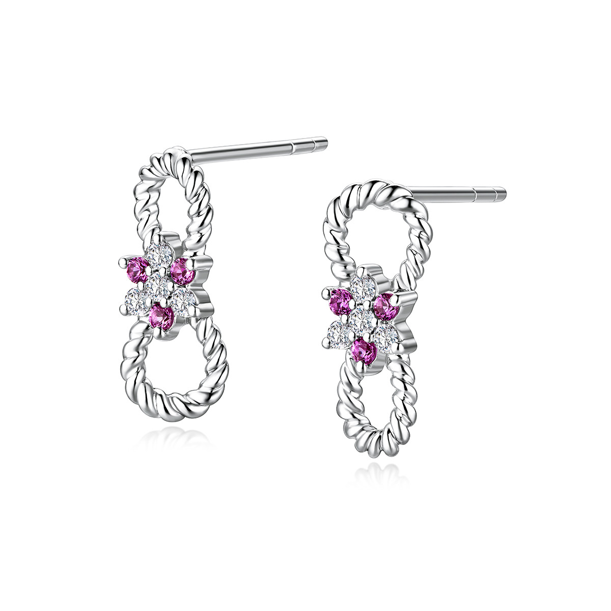 【秒杀】六福珠宝钻石耳钉女麻花边18k金蓝宝石耳坠送礼定价cMDSKE0053W【联系客服补货】