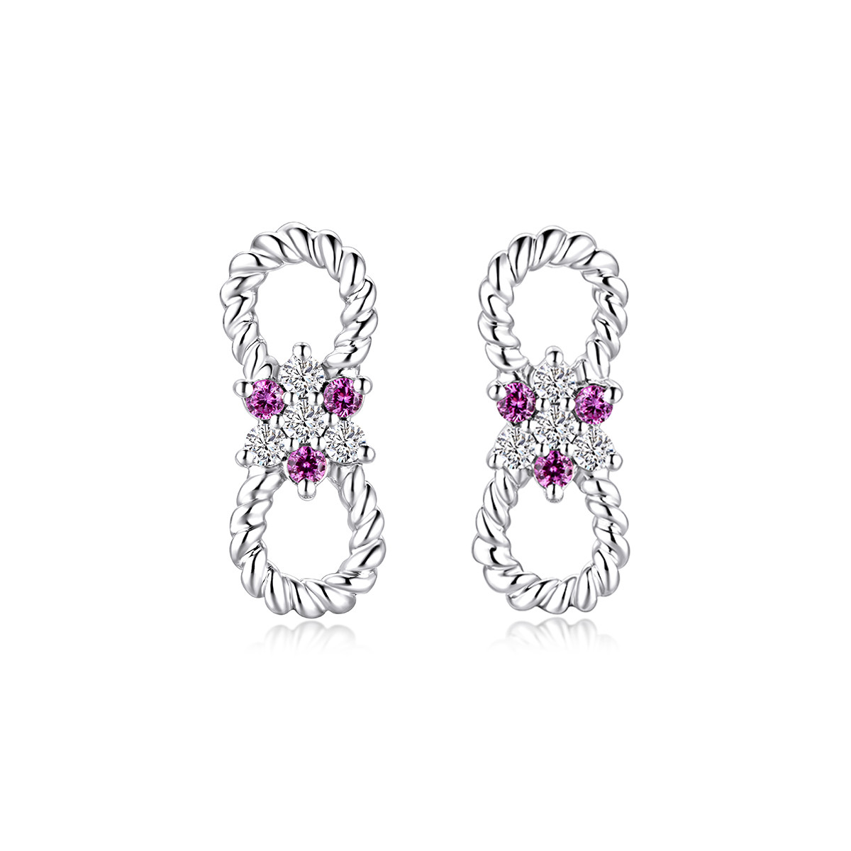 【秒杀】六福珠宝钻石耳钉女麻花边18k金蓝宝石耳坠送礼定价cMDSKE0053W【联系客服补货】