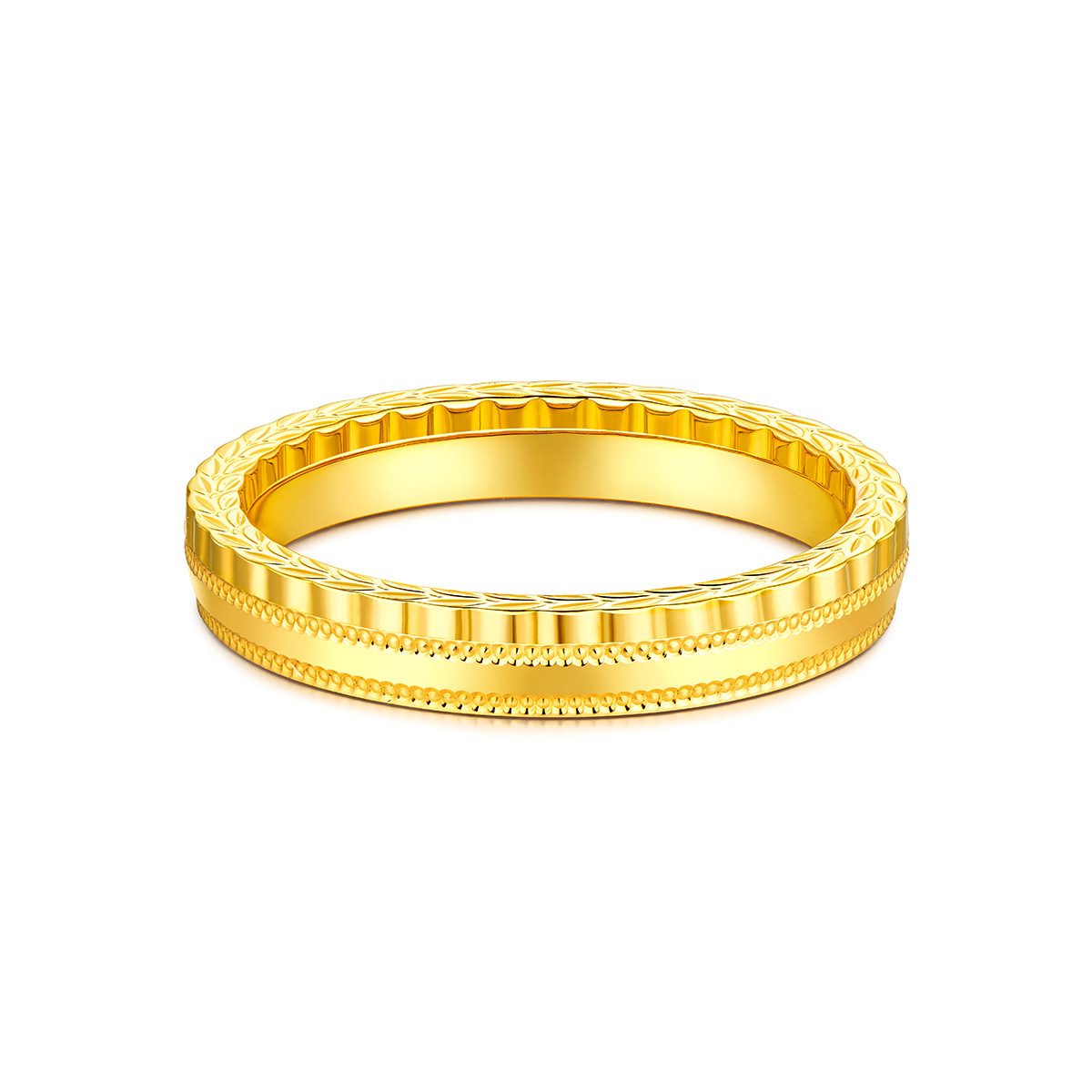 六福珠宝实心黄金戒指可刻字光面闭口戒足金送礼计价B01TBGR0036【联系客服补货】