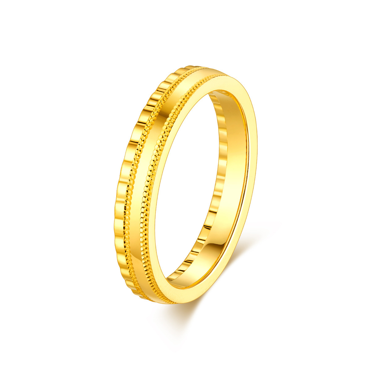 六福珠宝实心黄金戒指可刻字光面闭口戒足金送礼计价B01TBGR0036【联系客服补货】