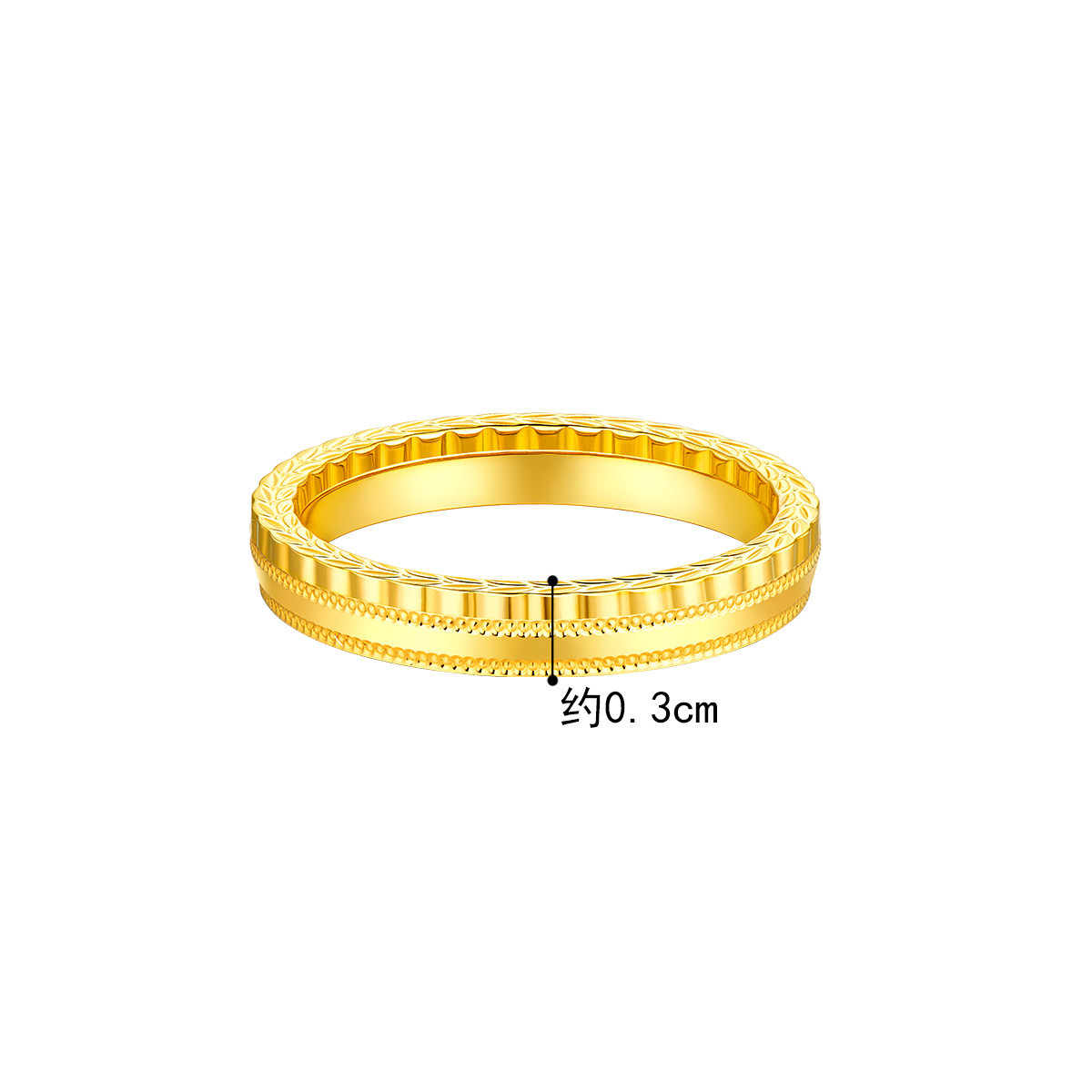 六福珠宝实心黄金戒指可刻字光面闭口戒足金送礼计价B01TBGR0036【联系客服补货】