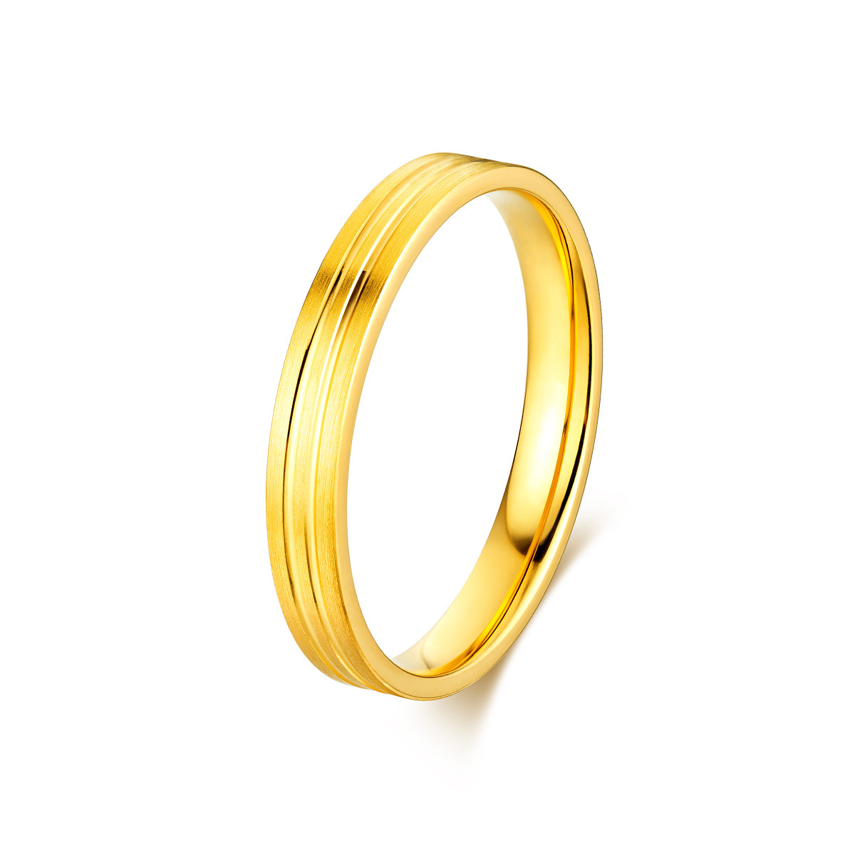 六福珠宝几何车花黄金戒指实心足金闭口戒指男款计价F63TBGR0019【联系客服补货】