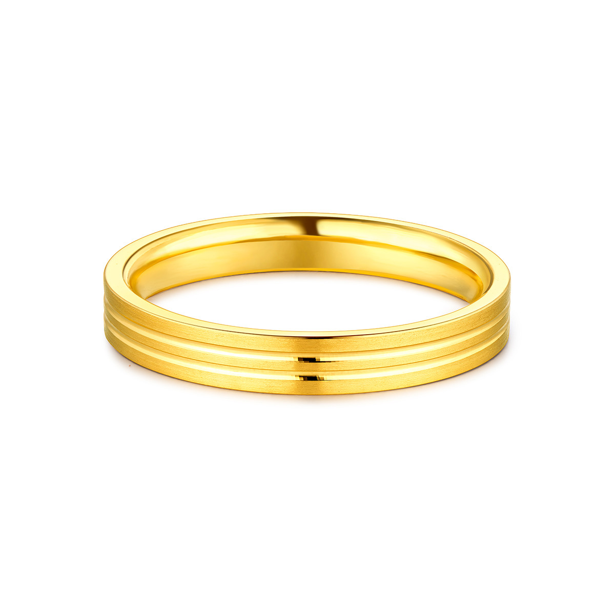 六福珠宝几何车花黄金戒指实心足金闭口戒指男款计价F63TBGR0019【联系客服补货】