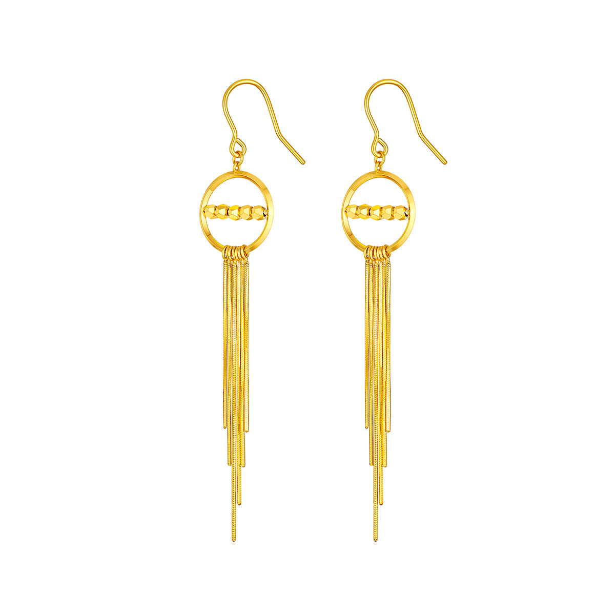 六福珠宝流苏耳环女光影金5G菱形蹦迪珠黄金耳坠计价GJGTBE0003【联系客服补货】