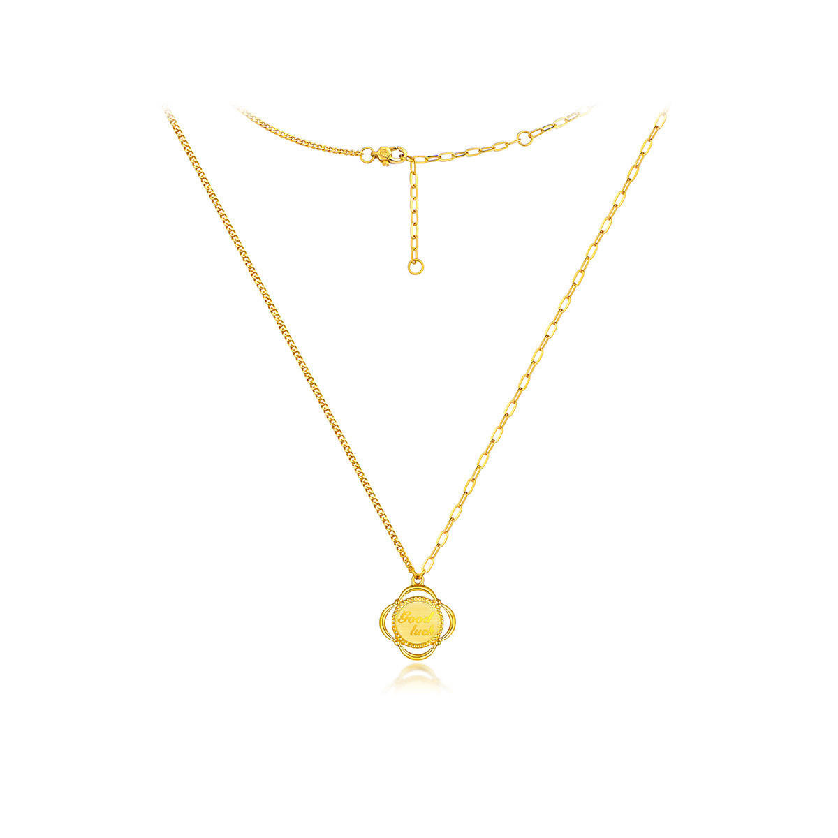 六福珠宝四叶草5G黄金项链女光影金AB版足金套链计价GDGTBN0028【联系客服补货】