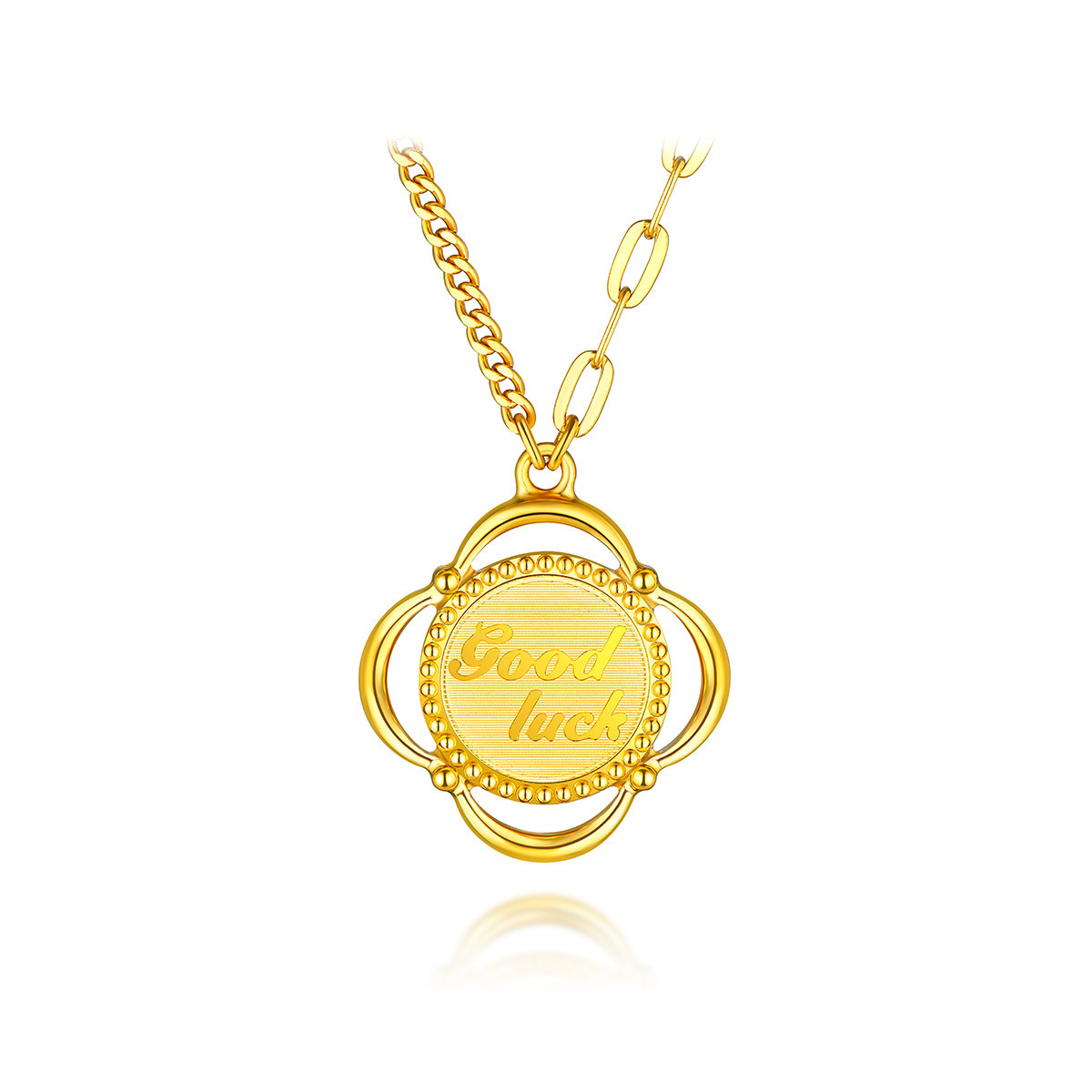 六福珠宝四叶草5G黄金项链女光影金AB版足金套链计价GDGTBN0028【联系客服补货】