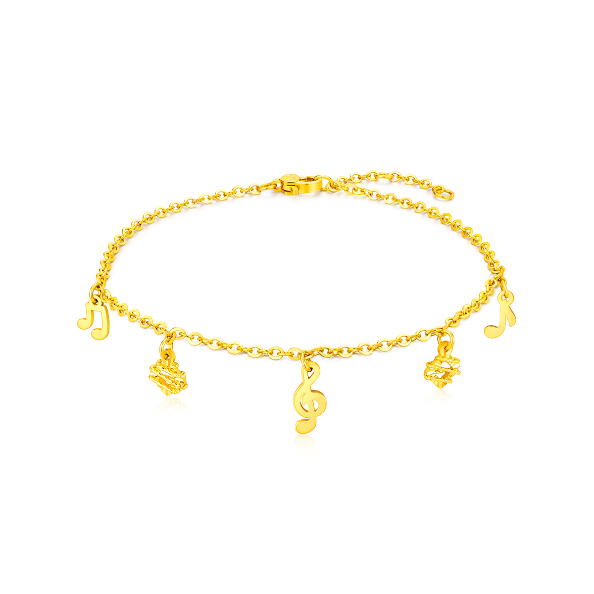 六福珠宝灵感系列欢乐妙曲黄金手链女音符足金挂坠计价GJG0030DS