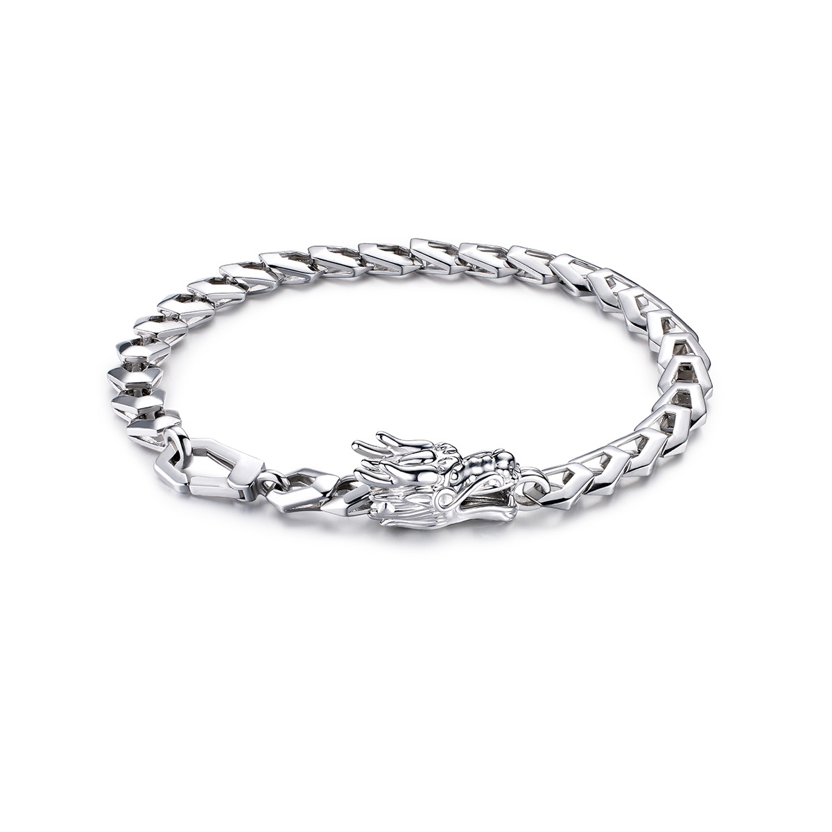 六福珠宝生肖龙头铂金手链铂950男士款白金龙骨链计价L19TBPB0024【联系客服补货】【1V1直播看货】