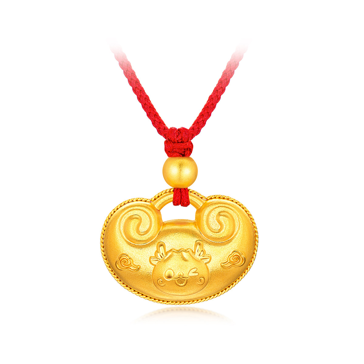 六福珠宝福满传家如意小龙包黄金吊坠女足金挂坠计价G08TBGP0002【1V1直播看货】