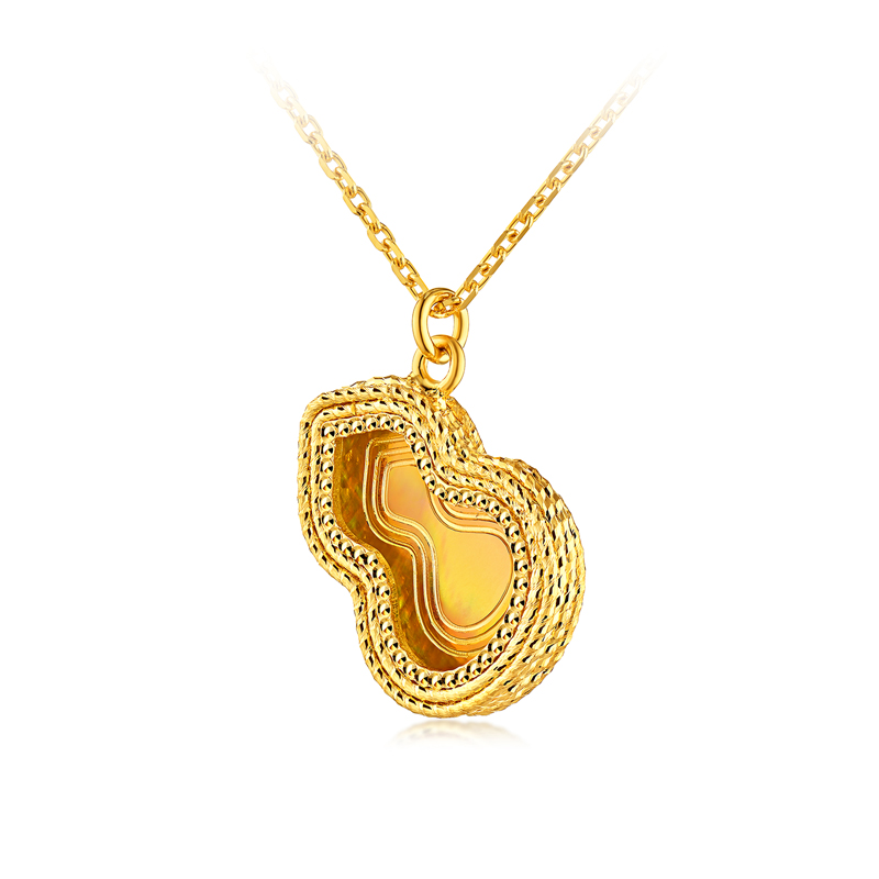 六福珠宝Goldstyle炫彩葫芦黄金项链女款5G足金吊坠套链023650NA