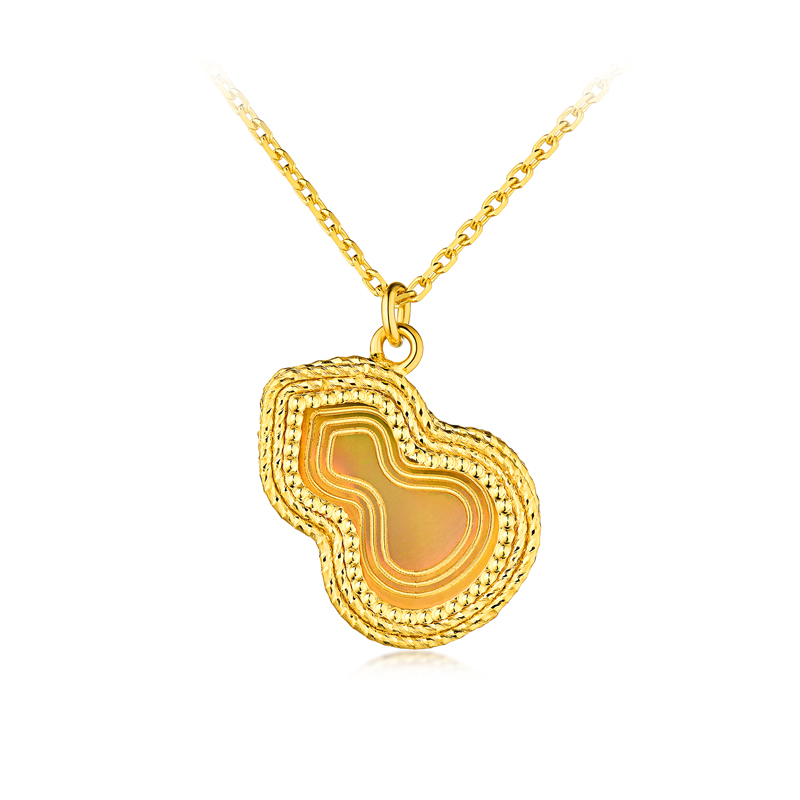 六福珠宝Goldstyle炫彩葫芦黄金项链女款5G足金吊坠套链023650NA