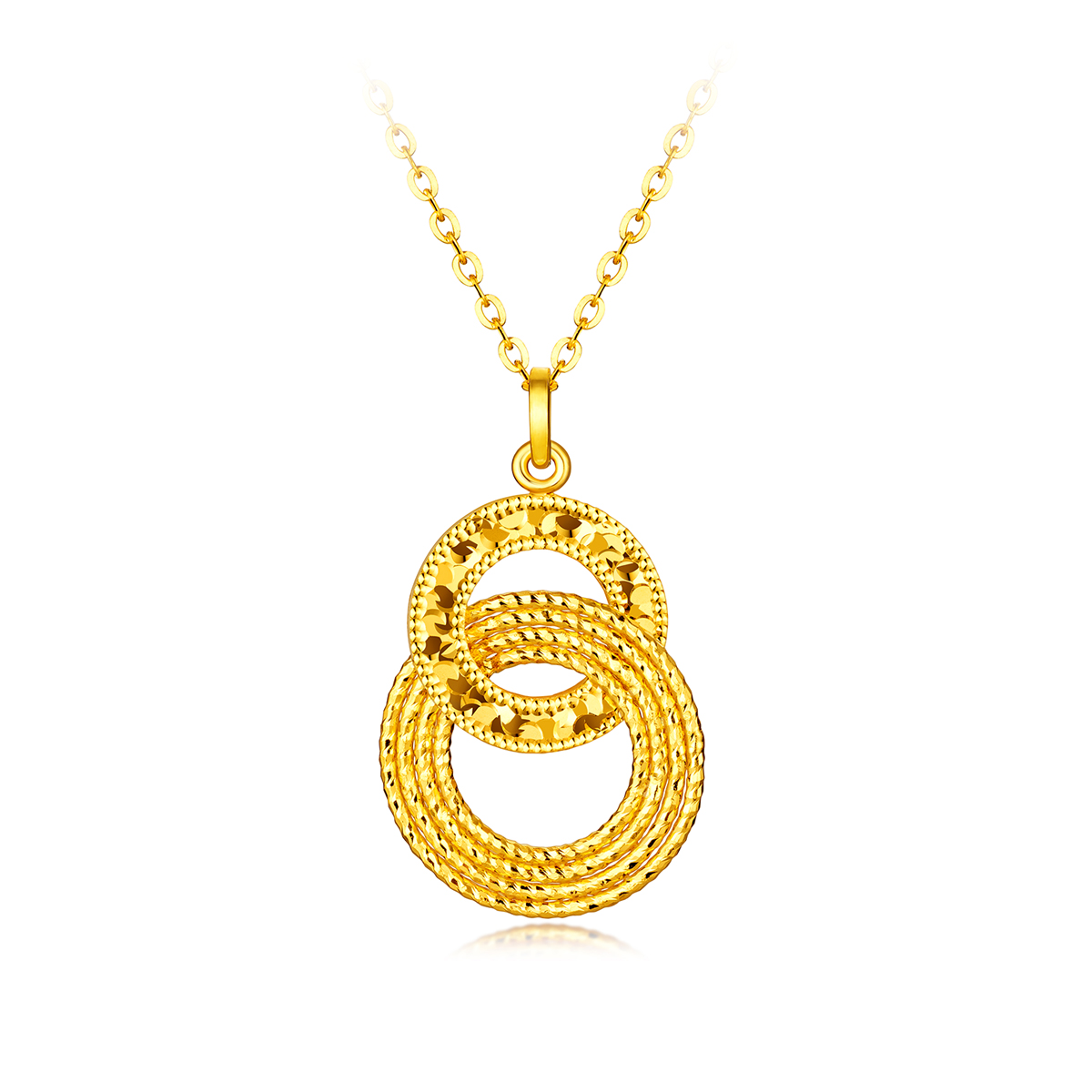六福珠宝环环相扣黄金项链女时尚5G圆环碎碎金套链计价GJG0023DS