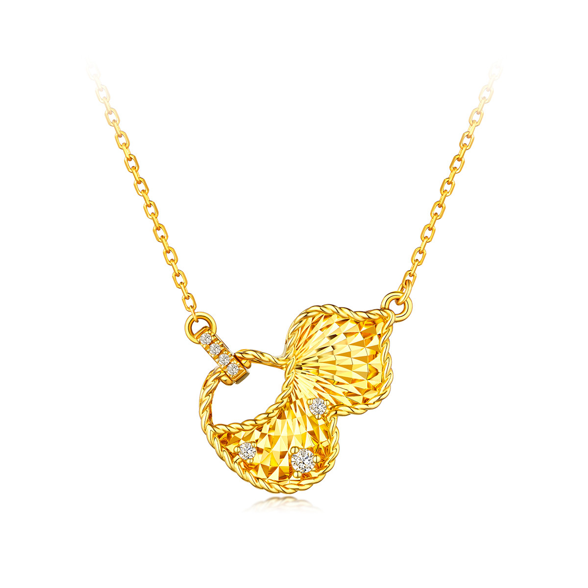 六福珠宝葫芦18k钻石项链女款钻石吊坠套链正品定价bADSKN0001Y【联系客服补货】