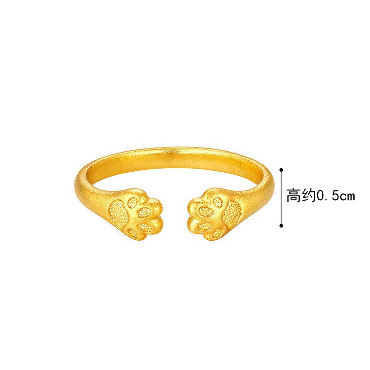 六福珠宝福满传家猫爪黄金戒指实心女款开口戒指计价F41TBGR0004女神节