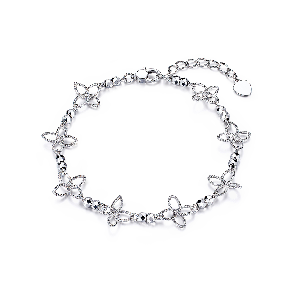 六福珠宝印象蝶影铂金手链铂950女蝴蝶白金蹦迪珠计价F63P0005DS