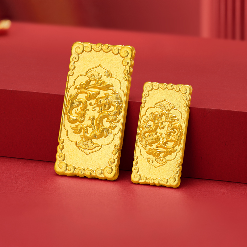 六福珠宝福满传家龙凤呈祥黄金投资金条立体浮雕计价HLG80015-20【联系客服补货】