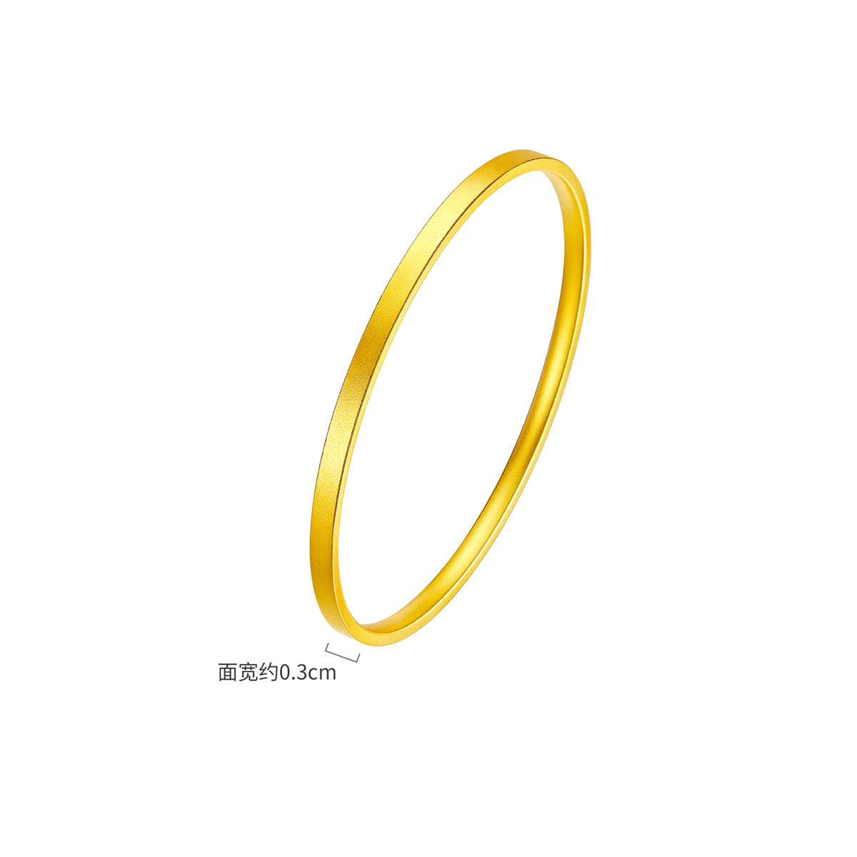 六福珠宝方形素圈黄金手镯女简约古法足金镯子首饰计价F21G0005DS【联系客服补货】