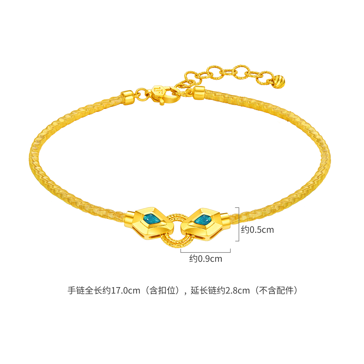 六福珠宝湖眼黄金足金手链生肖蛇魔艺链双蛇女款计价GJG0044DS【联系客服补货】