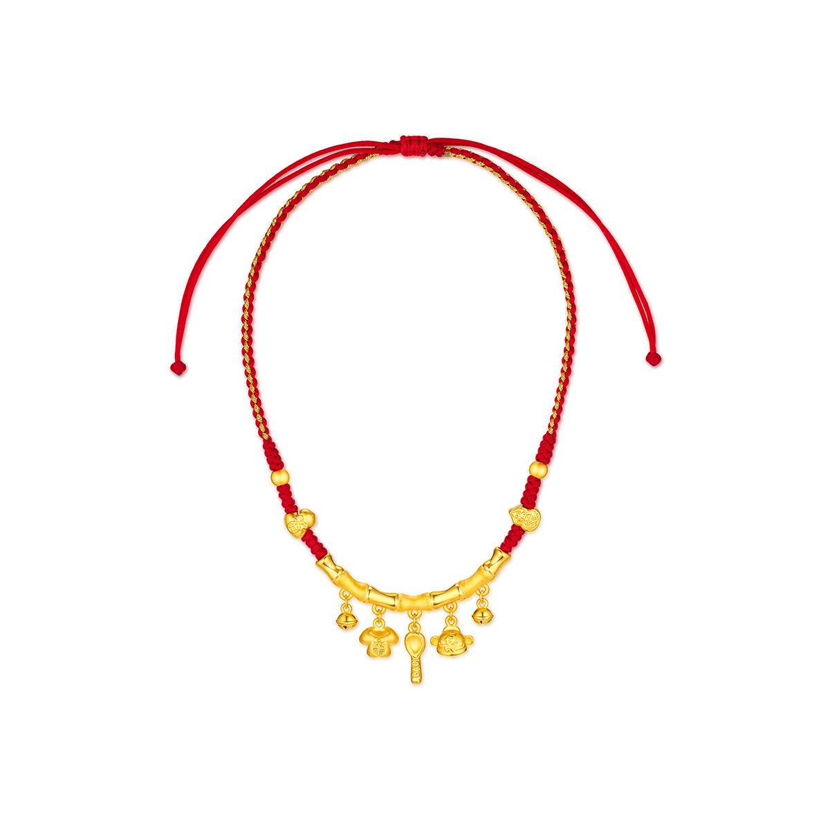 六福珠宝衣食无忧竹节黄金项链吊坠宝宝婴儿足金计价A01TBGN0007【1V1直播看货】