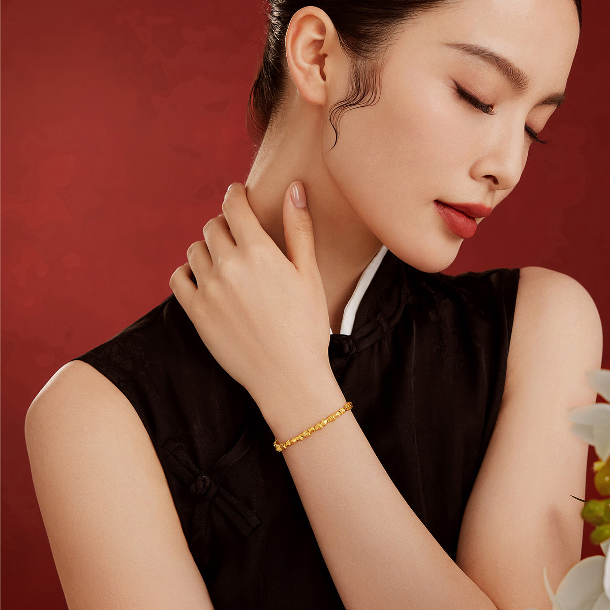 六福珠宝福满传家碎金子黄金手链女足金手串金饰计价F21TBGB0007年末好礼