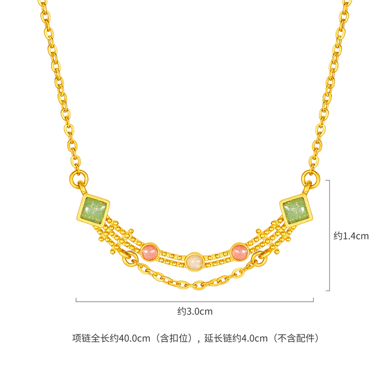 六福珠宝福满传家流金光影黄金项链女多巴胺锁骨链计价FDG0009DS【联系客服补货】