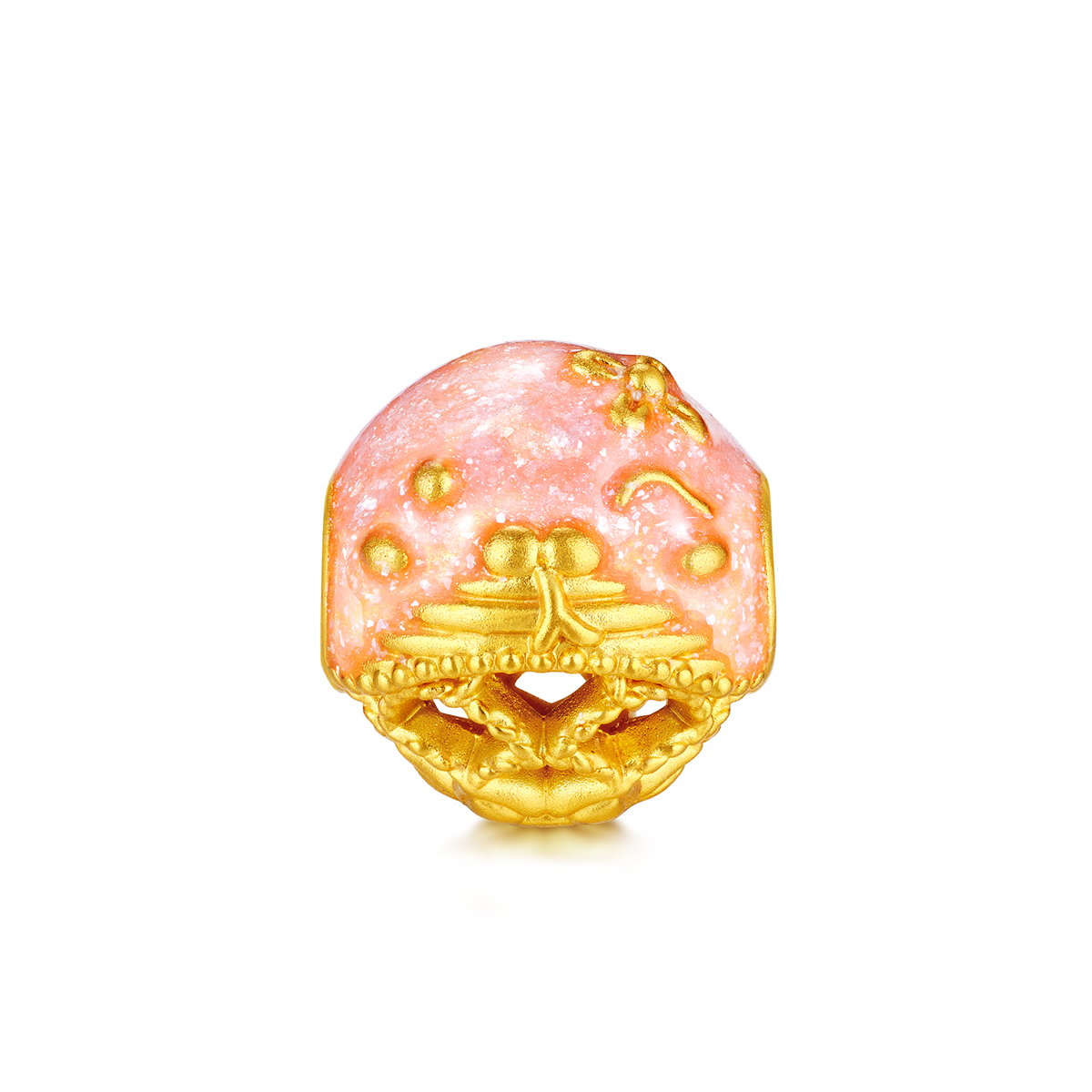 六福珠宝十二生肖黄金转运珠女鎏彩工艺5D硬金串珠礼物G33A0001DS