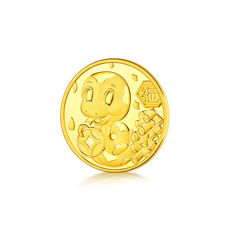六福珠宝金钱蛇生肖蛇黄金投资金条金章10g收藏纪念币计价023421HA-10【联系客服补货】