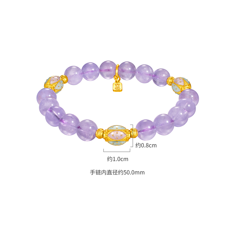 六福珠宝福满传家紫藤花黄金足金紫晶手链女款计价HEG0014DS【联系客服补货】灵韵紫晶