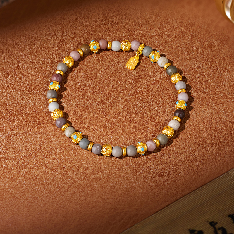 六福珠宝福满传家龙鳞珠黄金手链男女石英质玉手串计价HEG0016DS【联系客服补货】【1V1直播看货】