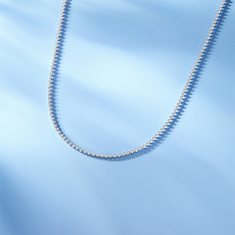 六福珠宝闪耀铂金项链铂950女锁骨圆珠链白金素链计价L18P0002DS