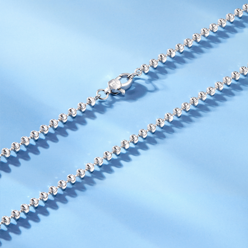 六福珠宝闪耀铂金项链铂950女锁骨圆珠链白金素链计价L18P0002DS