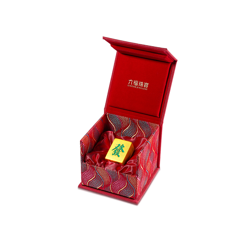 六福珠宝麻将发财实体黄金摆件收藏装饰工艺品足金送礼DH0107【联系客服补货】绿色