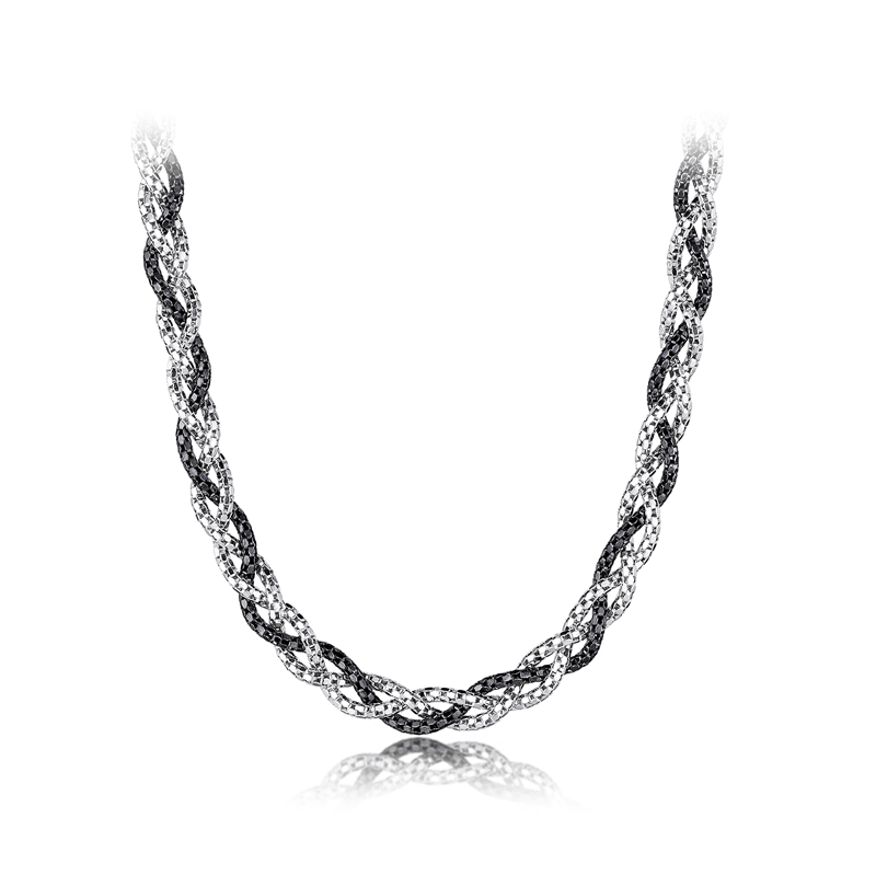 六福珠宝双色铂金项链铂950麻花链电黑白金锁骨链计价GJP0005DS【1V1直播看货】