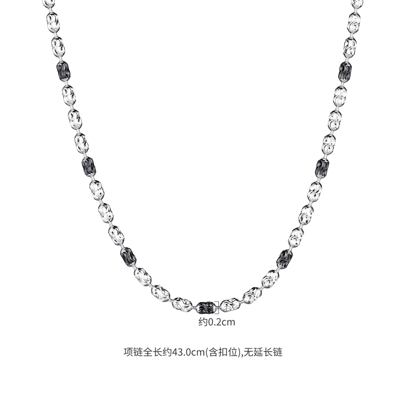 六福珠宝双色铂金项链Pt950钻光链电黑白金锁骨链计价GJP0001DS铂金新品